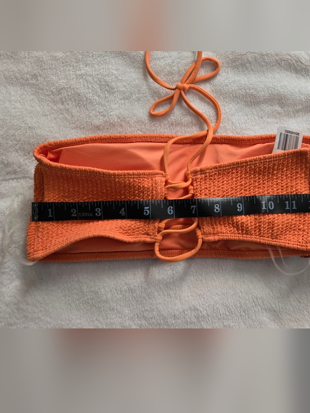 NWT Forever 21 Orange Textured Smocked Bikini Set - High Waisted - Size L - Picture 6 of 11